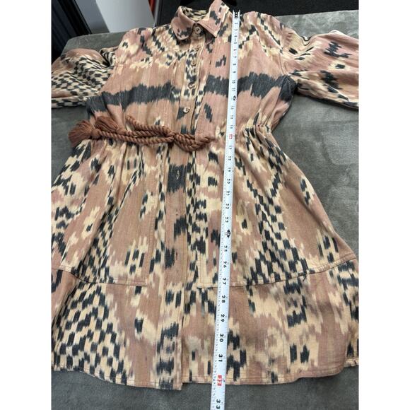 Ulla Johnson Dari Ikat-Jacquard Cotton-Canvas Shirt Dress Light Pink US 4 - Picture 10 of 13
